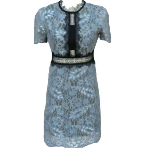 Few Moda Steel gray lace dress with black lace accents-Fits a small - Picture 2 of 12